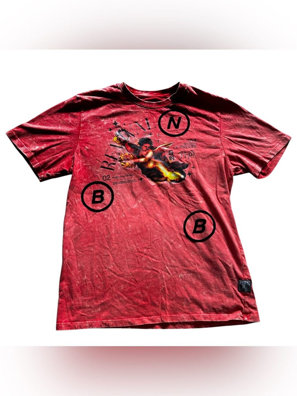 PRPS "Revival" Cherub Acid Wash Graphic T-Shirt